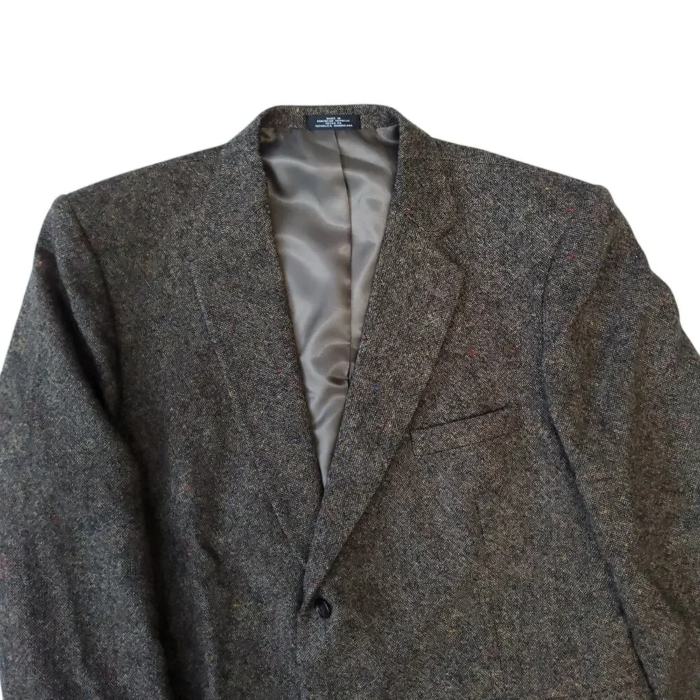 Barrington Ivy Prep 100% Wool Flecked Tweed Blazer Sport Coat Jacket Classic 46S